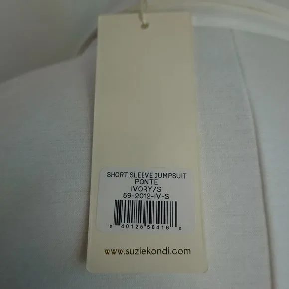 Suzie Kondi The Short Sleeve Stretch Jumpsuit Ivory Size Small NWT - Picture 12 of 16